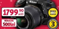 Camera foto DSLR Nikon D3200 cu obiectiv 18-55 MMVR