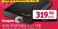 Hard Disk Drive portabil SEGATE Backup Plus STDR1000200, 1TB, USB 3.0, negru