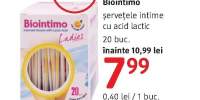 Servetele intime cu acid lactic Biontimo