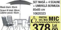 Set masa + 4 scaune + umbrela Bermuda