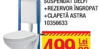 Suport + Wc suspendat Delfi + rezervor ingropat + clapeta Astra