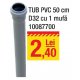 Tub PVC 50 centimetri D32 cu 1 mufa