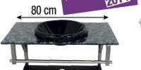 Mobilier + lavoar suspendat 80 centimetri sticla negru