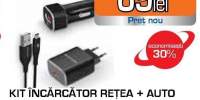 Kit incarcator retea + auto PROMATE uniGear-QC3, Type C, negru