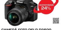 Camera foto DSLR NIKON D3500+ obiectiv 18-55mm VR, 24.2 Mp, 3 inch, negru