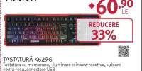 Tastatura gaming MARVO K629G, iluminare Rainbow, negru-rosu