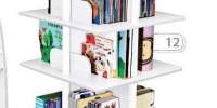 Revolving Bookdisplay White Biblioteca cu roti din lemn