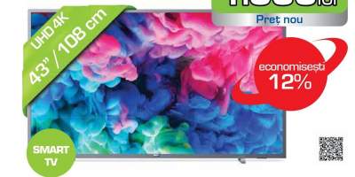 Televizor LED Smart Ultra HD 4K, HDR, 108 cm, PHILIPS 43PUS6523/12