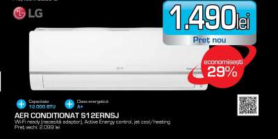 Aer conditionat LG Standard S12ER, 12000 BTU, A+/A, Wi-Fi Ready, alb