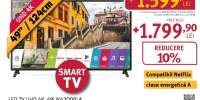 Televizor LED Smart Ultra HD 4K, HDR, 123 cm, LG 49UK6200PLA