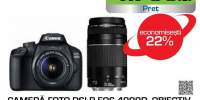 Camera foto digitala CANON EOS 4000D+ Obiectiv 18-55mm + Obiectiv 75-300mm, Wi-Fi, 18Mp, negru