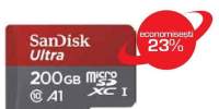 Card de memorie SANDISK Ultra microSDXC 200GB, Clasa 10 A1 UHS-I, 100MBs, adaptor