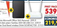 Licenta Microsoft Office + Har Disk extern Toshiba + Router Dual Band D-link