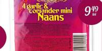 Lipie indiana Mini Naans cu usturoi si coriandru Patak's
