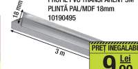 Profil PVC transparent 3 m plinta pal/mdf 18 mm