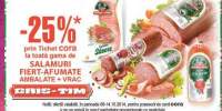 25% reducere prin tichet Cora la toata gama de salamuri fiert-afumate ambalata+vrac Cris-Tim