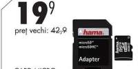 Card Micro SDHC Hama 8GB clasa 4 + adaptor