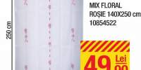 Perdea mix floral rosie 140x250 centimetri