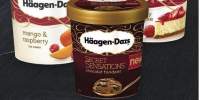 Inghetata cu mango si zmeura/ cheesecake cu capsune/ ciocolata fondanta Haagen-Dazs