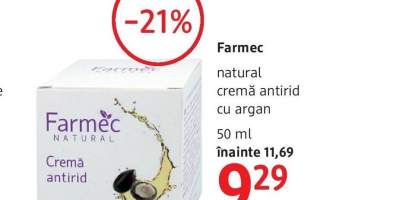Farmec natural crema antirid cu argan