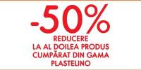 50% reducere la al doilea produs cumparat din gama Plastelino