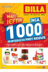 Pliant Billa supermarket 26 martie - 22 aprilie 2015 'Inca 1000 de articole cu pret redus'
