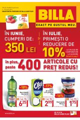 Catalog Billa Supermarket 4 - 30 iunie 2015 'In iunie cumperi de 350 lei si in iulie, primesti o reducere de 10%'