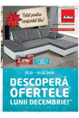 Catalog Kika mobilier 15 - 31 decembrie 2015 'Descopera ofertele lunii decembrie!'