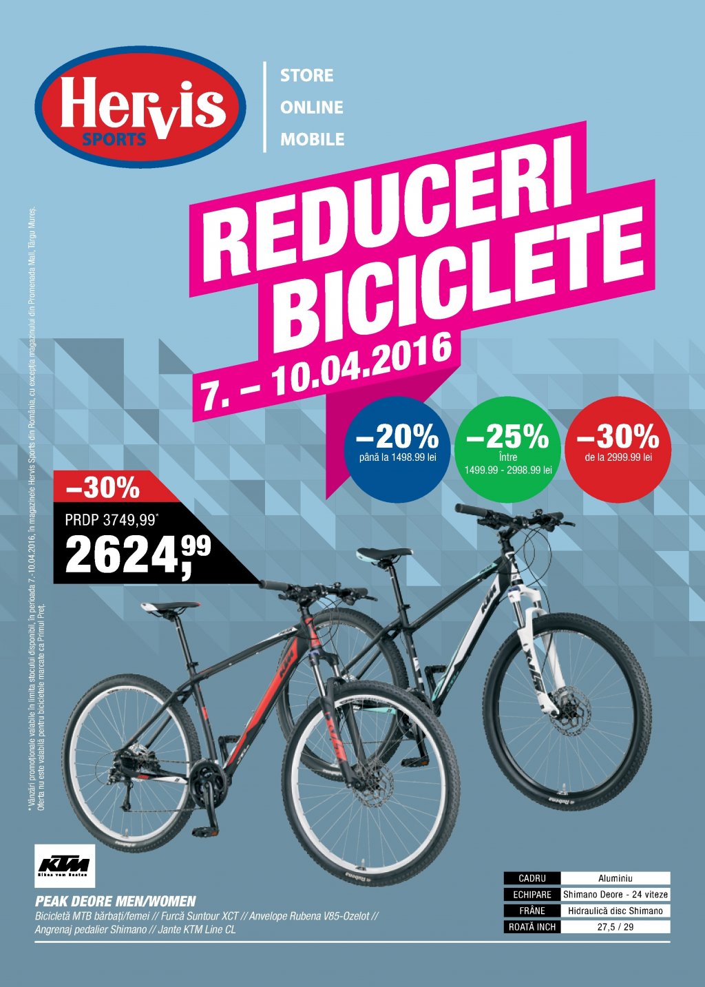 tonight Butcher Ward Catalog Hervis Sports 7 - 10 aprilie 2016 'Reduceri biciclete'.